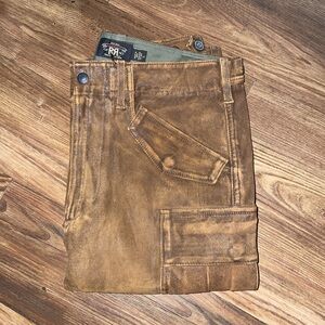 RRL Brown Leather Moto Pants